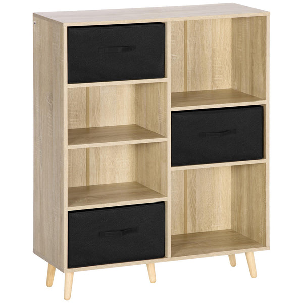 Bibliothèque 4 Étagères 3 Tiroirs 90x30x102,5 cm en Bois et Tissu acquista