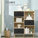 Libreria 4 Ripiani 3 Cassetti 90x30x102,5 cm in Legno e  Tessuto