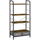 Libreria 4 Scaffali 2 Cassetti 64x27,5x121 cm in Acciaio e Truciolato