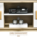 Mobile TV 2 Ripiani 2 Ante 120x40x55 cm per TV fino a 55" in Legno Naturale e Bianco