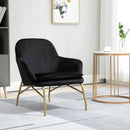 Poltrona Imbottita 74x68x77 cm in Tessuto Effetto Velluto Nero