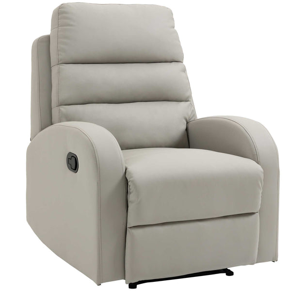 Fauteuil relax inclinable manuel 80x91x102 cm en simili cuir gris clair sconto