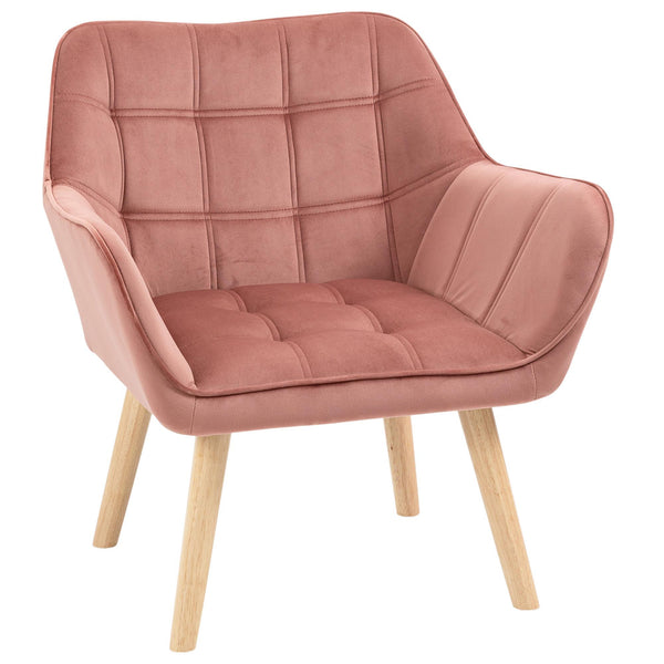 acquista Fauteuil Rembourré 68,5x61x72,5 cm en Tissu Effet Velours Rose
