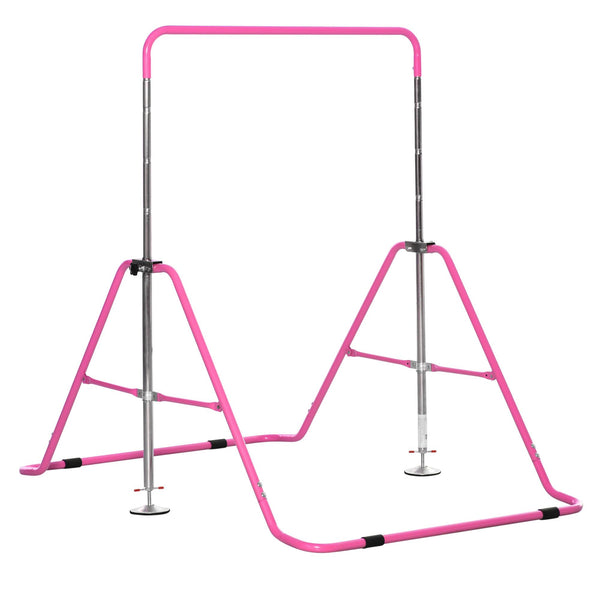 online Barre de Traction Enfant 148x105x88-128 cm 4 Hauteurs Réglables en Acier Rose