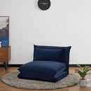 Poltrona da Pavimento 82x76x59 cm in Tessuto Effetto Velluto Blu Scuro