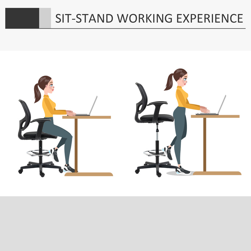 Sedia Poltrona Operativa da Ufficio 60x56x110-132 cm in Tessuto a Rete Nera