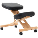 Sedia Sgabello Svedese da Ufficio Ortopedico Ergonomico in Similpelle Nera