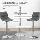 Set 2 Sgabelli con Schienale 42x45x89-110 cm in Similpelle Grigio