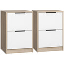 Set 2 Comodini 2 Cassetti 40x40x60 cm in Legno Truciolare Bianco