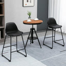 Set 2 Sgabelli con Schienale 43x43x97,5 cm Seduta Imbottita in Similpelle Nero