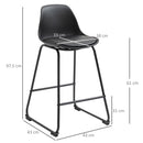 Set 2 Sgabelli con Schienale 43x43x97,5 cm Seduta Imbottita in Similpelle Nero