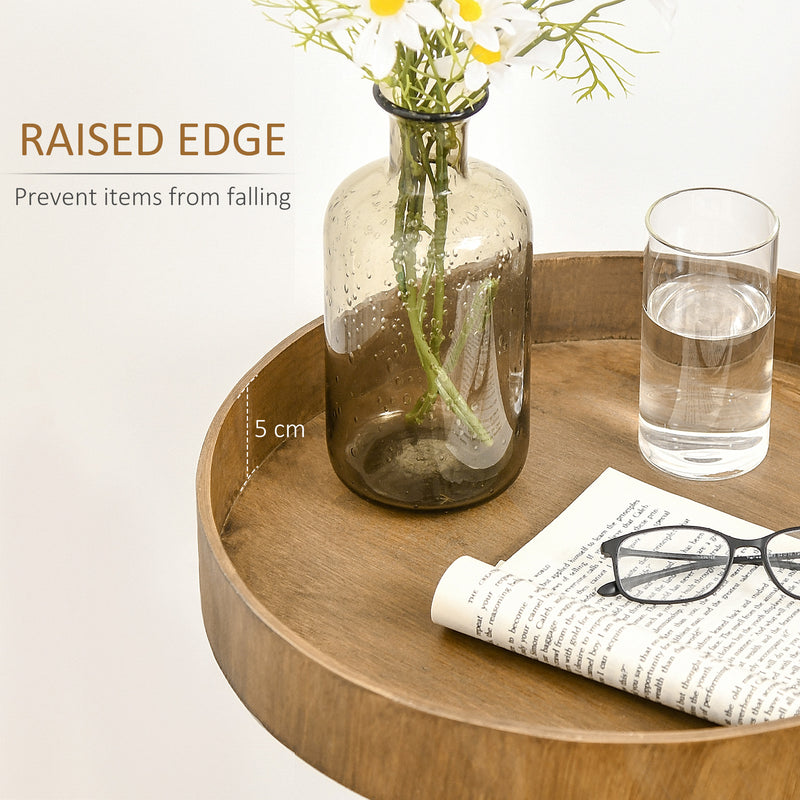 Tavolino da Caffè Ø40,6x61,5 cm in Legno e Acciaio Marrone e Nero