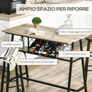 Tavolo Bar con Portabottiglie 120x60x91 cm in Truciolato e Acciaio Nero