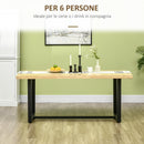 Tavolo da Pranzo 180x90x76 cm in Legno e Acciaio Nero