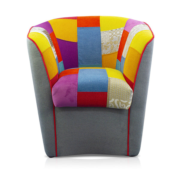 sconto Fauteuil Tub 70x67x76 cm en Tissu Gris et Simili Cuir