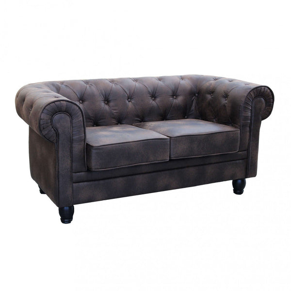 Canapé Chesterfield 2 places 152x74x82 h cm en similicuir marron sconto