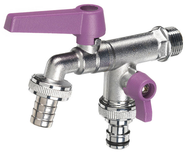 Robinet à bille double pour fontaine de jardin avec leviers colorés Belfer RUB/027 Violet online