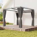 Pergola da Giardino 300x300x227 cm con Tetto Retrattile e Tende in Metallo e Poliestere Grigio Chiaro      