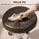 Sgabello Girevole a 360° 39x34,5x52-67,5 cm con Altezza Regolabile Capacità 120 kg in Finta Pelle Marrone      