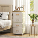 Cassettiera 4 Cassetti Pieghevoli 45x30x94,5 cm Struttura in Acciaio e Tessuto Beige   