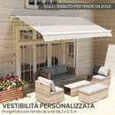 Telo di Ricambio per Tenda Parasole Retrattile 3x2,5 m in Poliestere Anti UV 50+ Crema      