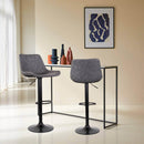 Set 2 Sgabelli 50x44x58/78 cm in Similpelle Base Nera Grigio