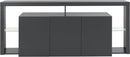 Credenza con 3 Ante e Ripiani in Vetro a Giorno 200x40x80 cm Essential 3A Grigio Antracite Opaco  