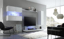 Parete Attrezzata Mobili Salotto 2 Mobili Sospesi 1 Mobile TV 1 Mensola 320x50x175cm TFT  Line Bianco Lucido