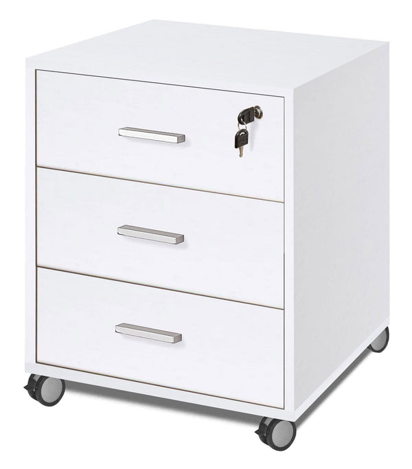 Commode 3 Tiroirs sur Roulettes 50x70x41 cm Blanc Flammé sconto