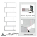 Libreria di Design Mobili Ufficio Scaffale in Legno 80x24x191 cm Bianco 