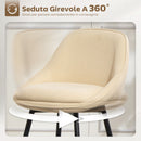 Set 2 Sgabelli Bar Girevoli 49x52x88 cm con Schienale e Braccioli Rivestimento in Velluto a Coste e Poggiapiedi Beige      