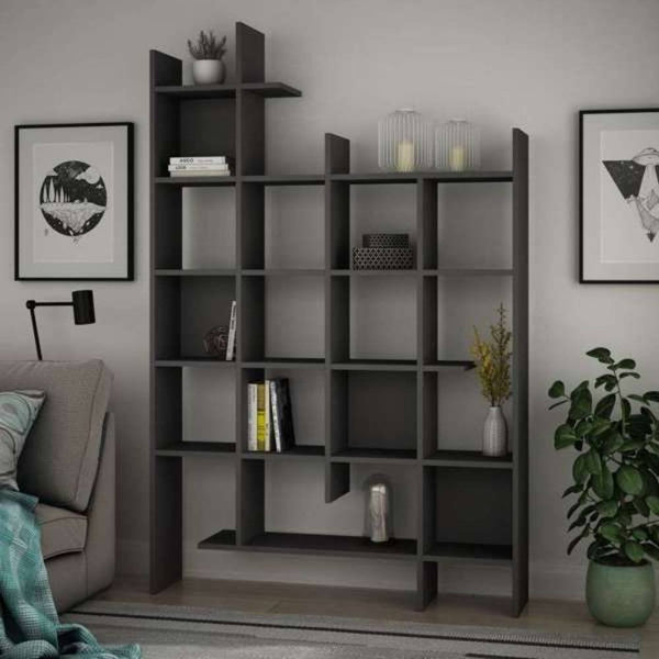 sconto Libreria 6 Ripiani 122x25,5x188 cm in MDF Manco Antracite