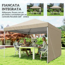 Gazebo Pieghevole Pop-Up 300x300 cm con Parete Laterale in Metallo e Tessuto Oxford Beige      