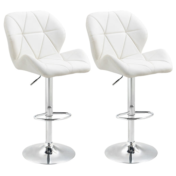sconto Lot de 2 Tabourets de Bar 51,5x57,5x93-114,5 cm en Simili Cuir Blanc