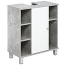 Mobile Sotto Lavabo Bagno 6 Ripiani 1 Anta 60x30x68 cm in Legno Grigio
