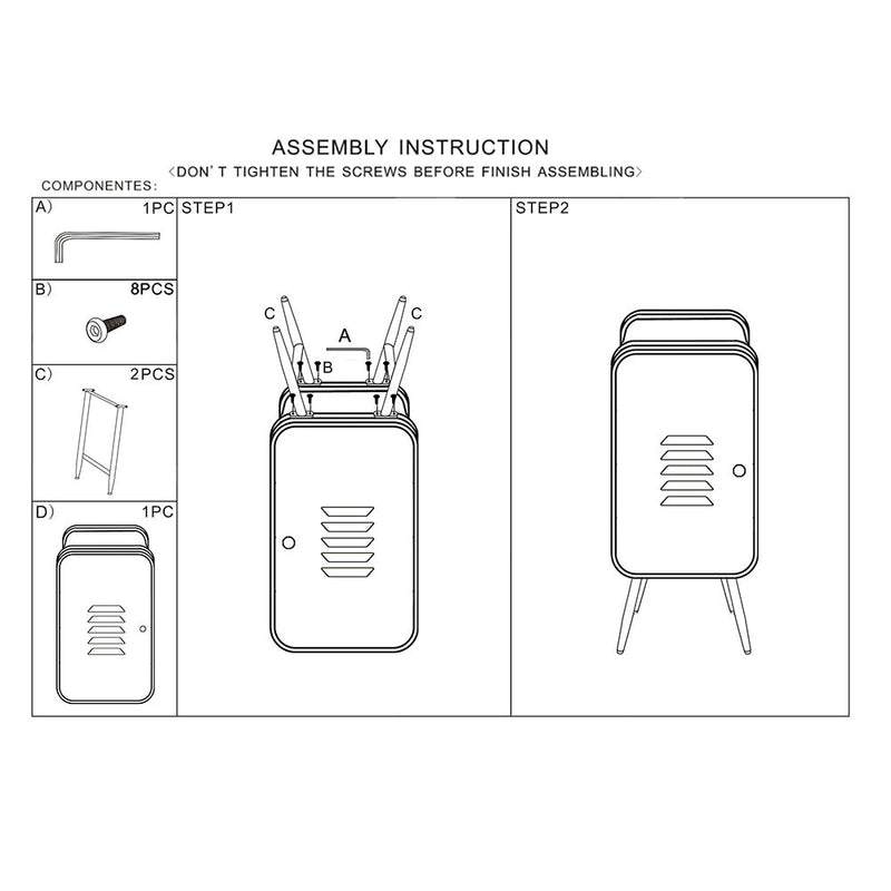 Cantinetta 6 Posti in Metallo 44x30x107cm Loker Nera