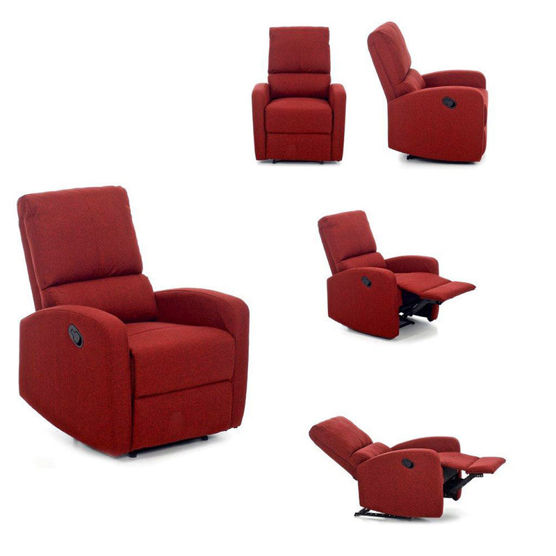 Poltrona Relax Reclinabile Manuale in Tessuto Fiorella Rossa
