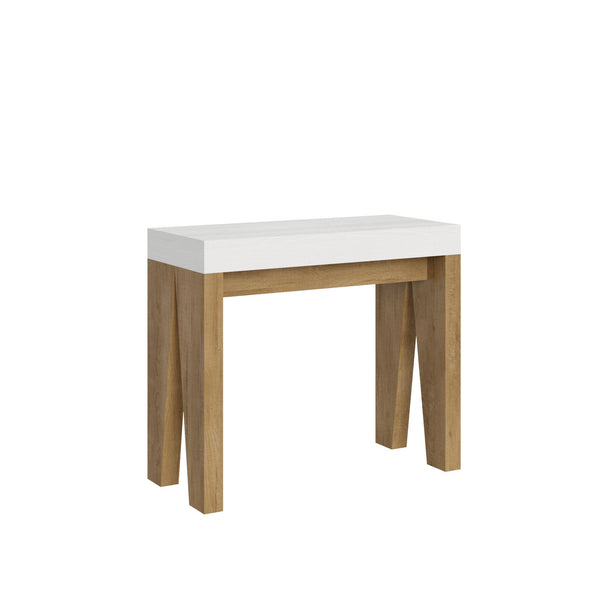 Consolle Allungabile 90-196x40x77 cm in Nobilitato Bianco e Marrone online