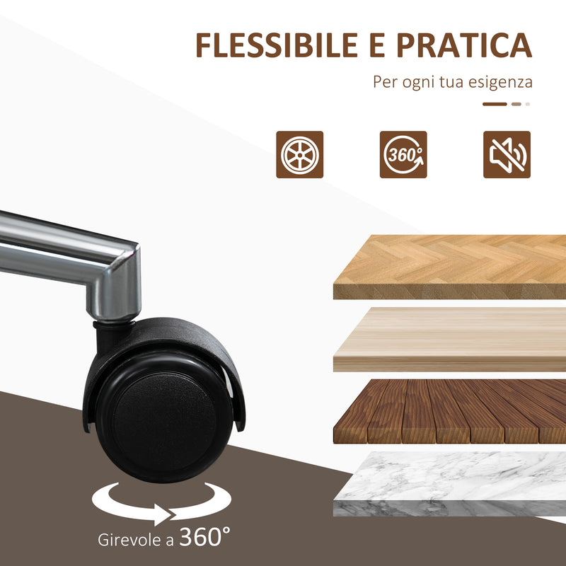 Sedia da Ufficio Design Vintage Imbottita in Finta Pelle Struttura in Legno di Pioppo Nero e Marrone Scuro  