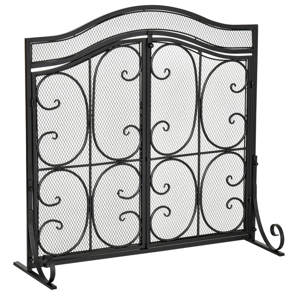 Pare-étincelles en métal noir avec portes 88x30x89 cm acquista