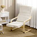 Poltrona Relax 66,5x94x100 cm con Poggiapiedi a 5 Livelli in Legno di Betulla e Tessuto Crema  