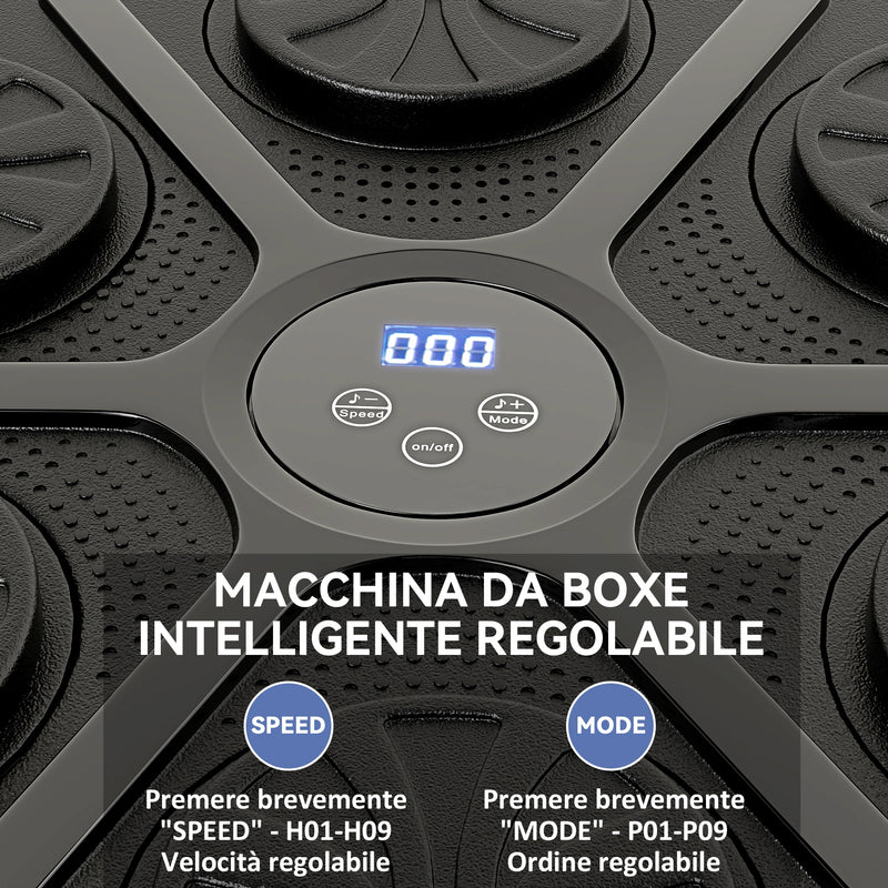 Boxing Machine Musicale a Parete 41,8x44,6x7,5 cm con 9 Velocità Bluetooth e Guanti in PU e ABS Nero e Blu  