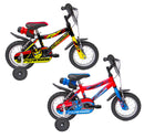 Bicicletta per Bambino 12” 2 Freni Super Hero Nero e Giallo o Rosso e Blu