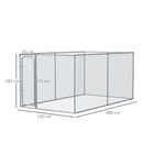 Recinto per Animali Domestici Cani Cuccioli 400x230x182 cm in Metallo Galvanizzato Argento