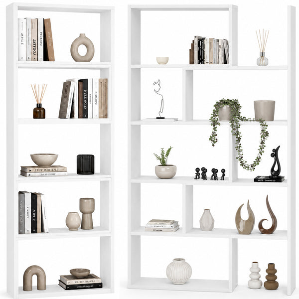 sconto Libreria Modulare Apribile 72x22x200 cm Scaffale Libri Componibile in Legno Bianco