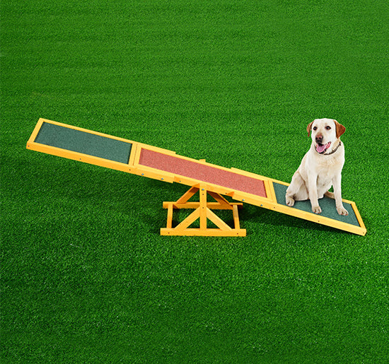 Altalena Basculante per Allenamento Agility Cani Antiscivolo 180x30x30 cm in Legno di Abete Marrone e Verde
