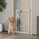 Cancelletto per Cani 74-80x104cm Regolabile Alto con Porta Piccola Bianco   