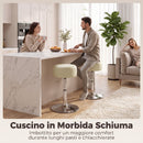 Sgabello da Bar in Pelle PU 38,5x38,5x51-66 cm con Altezza Regolabile e Seduta Girevole a 360° Bianco      