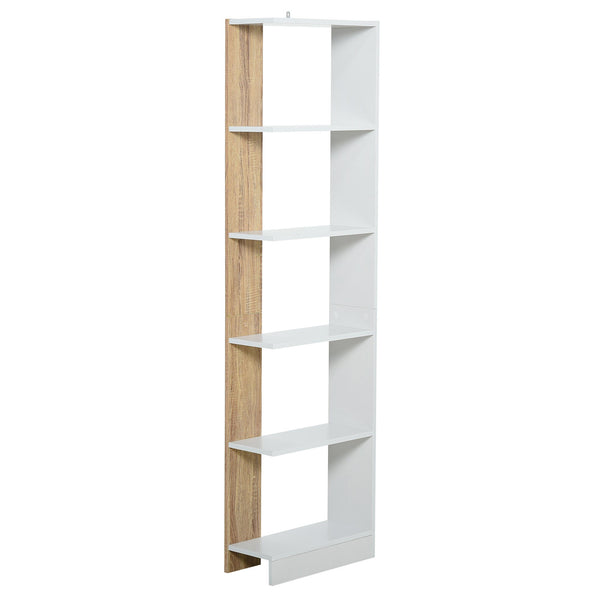 Bibliothèque 5 étagères 45x21x170 cm Blanc et Chêne acquista