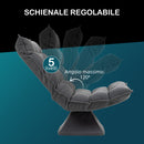 Poltrona per Salotto Girevole 62x70x95 cm con Schienale Regolabile in 5 Posizioni in Effetto Velluto Grigio      